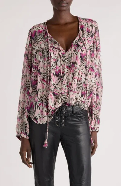 ISABEL MARANT ISABEL MARANT AMETISSA ABSTRACT FLORAL PRINT SILK TOP