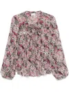 Isabel Marant Ametissa Printed Drawcord Silk Top In Pink