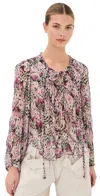 Isabel Marant Ametissa Printed Drawcord Silk Top In Pink