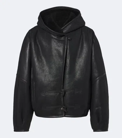 Isabel Marant Amiel Hooded Leather Jacket In Black