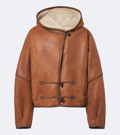 Isabel Marant Amiel Hooded Leather Jacket In Brown