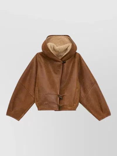 Isabel Marant Amiel Shearling Jacket Hood And Volume In Brown