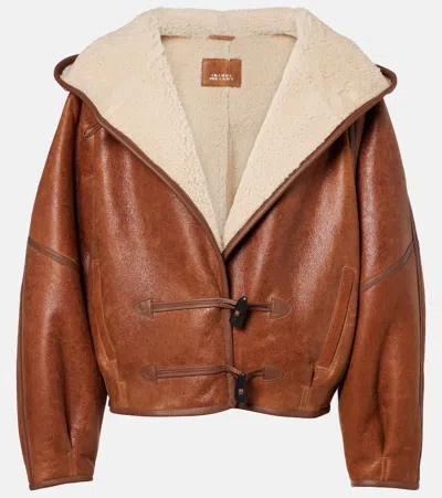 Isabel Marant Amiel Shearling-lined Leather Jacket In Brown