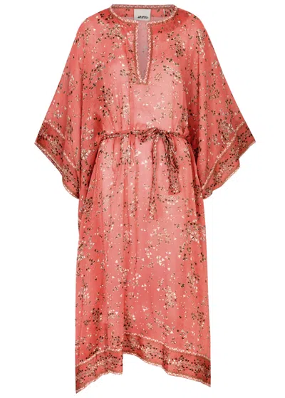 Isabel Marant Amira Printed Cotton-blend Kaftan Dress In Pink