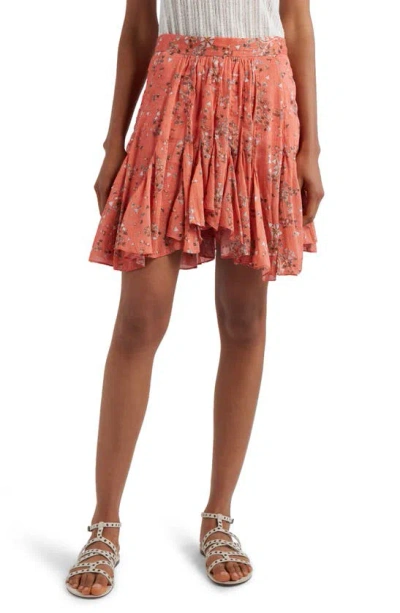 Isabel Marant Anael Floral Cotton And Silk Miniskirt In Shell Pink