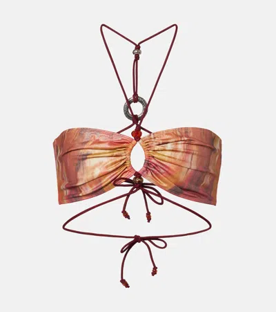 Isabel Marant Analia Printed Bikini Top In Brown