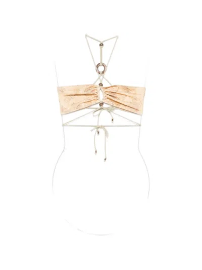 Isabel Marant Analia Ring Strap Bikini Top In Brown