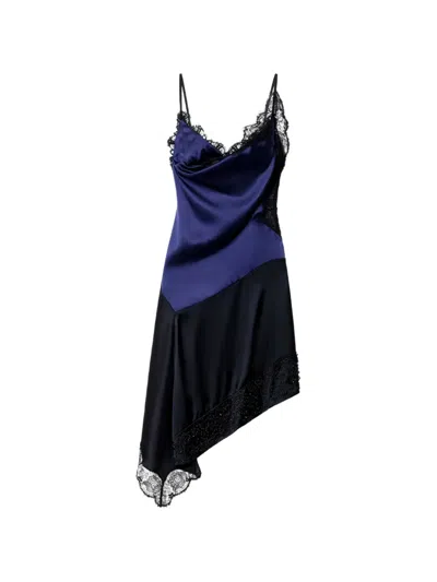 Isabel Marant Anazia Lace-trim Asymmetric Dress In Blue