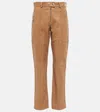 Isabel Marant Anazia Straight Leather Pants In Natural