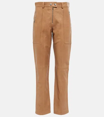 Isabel Marant Anazia Straight Leather Pants In Natural
