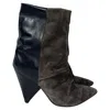 Isabel Marant Andrew Ankle Boots In Grey Suede And Leather In Grey