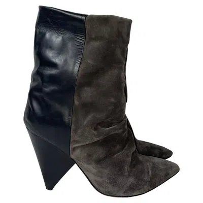 Isabel Marant Andrew Ankle Boots In Grey Suede And Leather