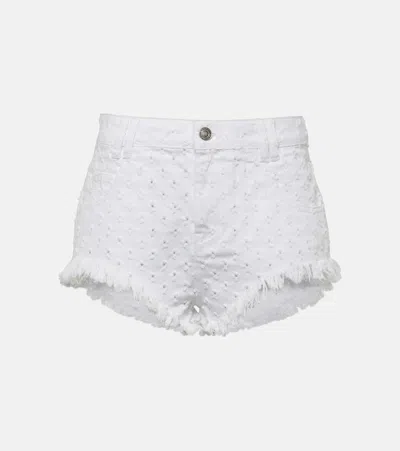 Isabel Marant Aneida Fringed Distressed Denim Shorts In White