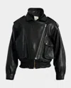 Isabel Marant Aneli Double-collar Leather Bomber Jacket In Black