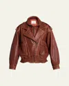 Isabel Marant Aneli Double-collar Leather Bomber Jacket In Brown