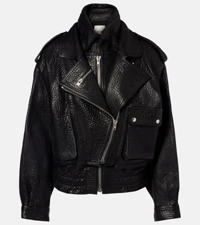 Isabel Marant Aneli Leather Biker Jacket In Black