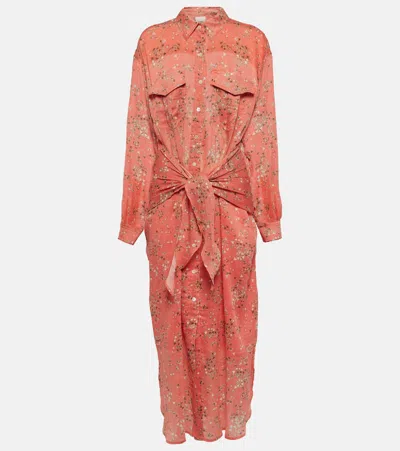 Isabel Marant Anesy Printed Cotton And Silk Shirt Dress In Pink