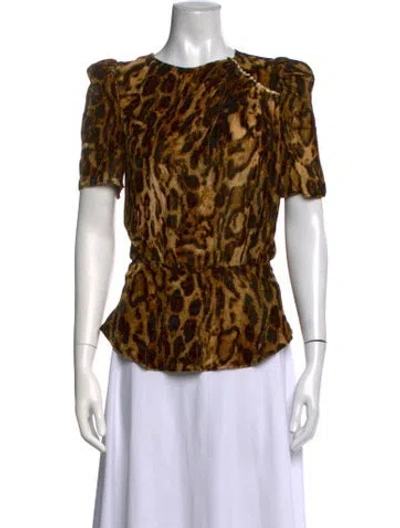 Pre-owned Isabel Marant Animal Print Crew Neck Top In Brown