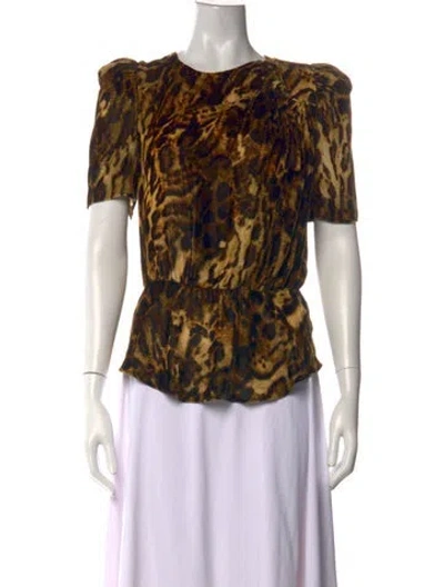 Pre-owned Isabel Marant Animal Print Crew Neck Top In Neutral