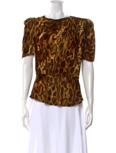 Pre-owned Isabel Marant Animal Print Crew Neck Top In Yellow