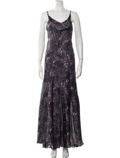 Pre-owned Isabel Marant Animal Print Long Dress In Purple