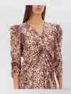 Isabel Marant Animal Print Maxi Dress With Puff Sleeves In Multicolor