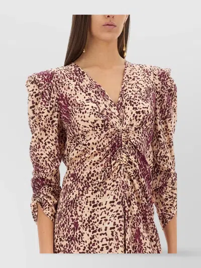Isabel Marant Animal Print Maxi Dress With Puff Sleeves