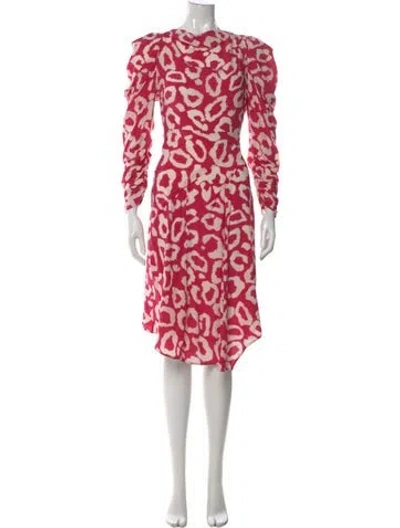 Pre-owned Isabel Marant Animal Print Midi Length Dress In Pink
