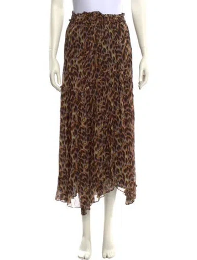 Pre-owned Isabel Marant Animal Print Midi Length Skirt In Brown