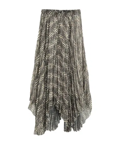 Isabel Marant Animal Print Midi Skirt In Gray