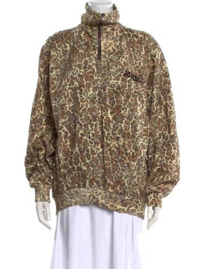 Pre-owned Isabel Marant Animal Print Mock Neck Sweatshirt In Brown