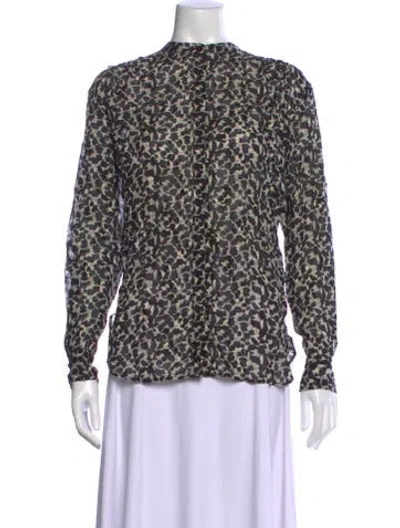 Pre-owned Isabel Marant Animal Print Mock Neck Top In Black