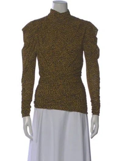 Pre-owned Isabel Marant Animal Print Mock Neck Top In Yellow