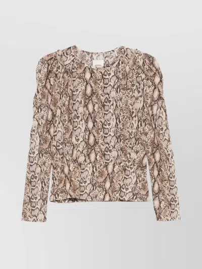Isabel Marant Animal Print Silk Top With Box-pleat Detail In Neutral