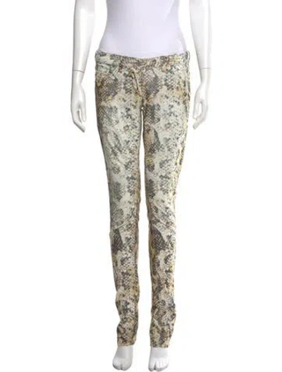 Pre-owned Isabel Marant Animal Print Skinny Leg Pants In Yellow