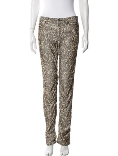 Pre-owned Isabel Marant Animal Print Straight Leg Pants In Black