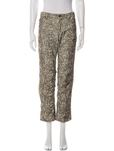Pre-owned Isabel Marant Animal Print Straight Leg Pants In Green