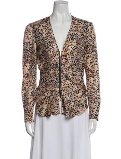 Pre-owned Isabel Marant Animal Print V-neck Top In Neutral
