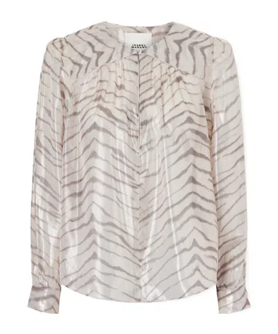 Isabel Marant Farali Animal-print Lurex Silk-blend Shirt In Animal Print