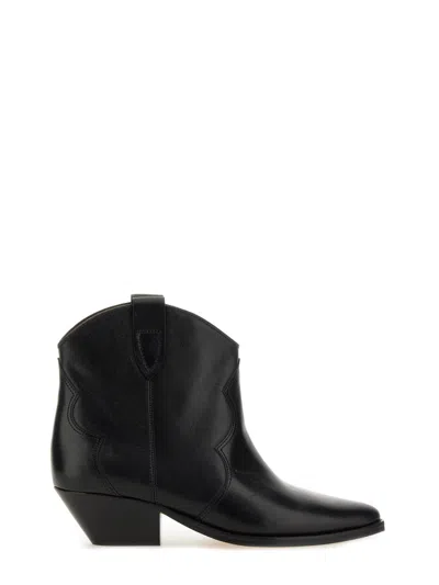 Isabel Marant Dewina Black Slip-on Ankle Boots With Low Block Heel In Leather Woman