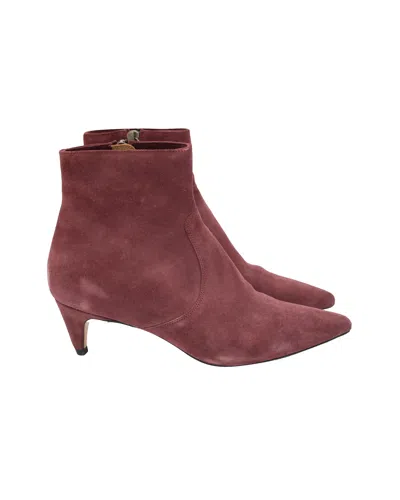 Isabel Marant Ankle Boots In Maroon Suede In Red