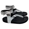 Isabel Marant Ankle Strap Flat Sandals In Metallic Silver Leather In Black