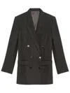 Isabel Marant Embroidered Stretch Wool Blend Jevima Blazer In Gray
