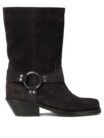 Isabel Marant Antya Suede Harness Moto Boots In Black