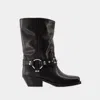 Isabel Marant Antya Leather Cowboy Boots In Black