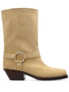 Isabel Marant Antya Suede Biker Boots In Neutrals
