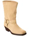 Isabel Marant Antya Suede Biker Boots In Beige