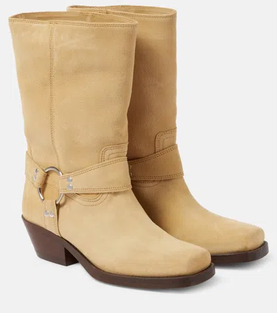 Isabel Marant Antya Suede Cowboy Boots In Beige