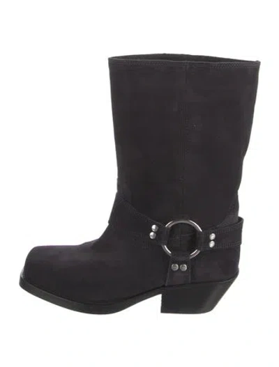 Pre-owned Isabel Marant Antya Suede Moto Boots In Blue