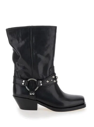 Isabel Marant 'anyta' Black Ankle Boots With Studs In Leather Woman